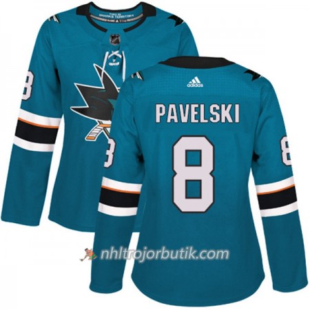 Dame Ishockey San Jose Sharks Tröja Joe Pavelski 8 Adidas 2017-2018 Teal Authentic